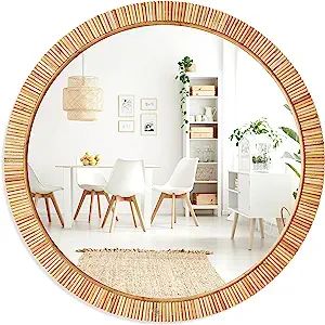 Barnyard Designs 26" Rattan Round Bathroom Mirror - Boho Mirror for Nursery Wall Decor - Handmade Wicker Rattan Mirrors for Wall with Rustic Design - Add Farmhouse Elegance to Your Home Decor Mirror For Nursery, Rattan Bathroom, Nursery Mirror, Boho Mirror, Wicker Mirror, Bamboo Mirror, Rattan Mirror, Rustic Farmhouse Style, Home Decor Mirrors