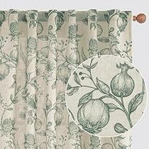 Farmhouse Bedroom Curtains, Dark Green French, French Curtain Rod, Linen Window Treatments, Curtains Floral, Pomegranate Print, Window Curtains Bedroom, French Curtains, Toile Print