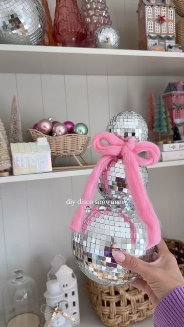 Diy Pinkmas Decorations, Disco Ball Decor Christmas, Tulle Disco Ball, College House Christmas Decorations, Disco Balls Christmas Tree, Disco Christmas Aesthetic, Disco Cowgirl Christmas Tree, Christmas Decor Ideas Preppy, Diy Christmas Decorations Apartment