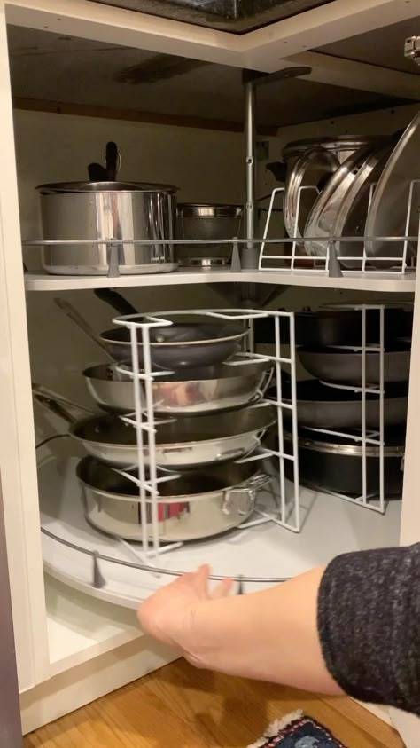 Cabinet Storage Pots And Pans, Cupboard Kitchen Organization, Lazy Susan Cabinet Pots And Pans, Pots And Pans Storage Closet, Pot And Pan Storage Lazy Susan, Lazy Susan For Pots And Pans, Kitchen Organization Lazy Susan Cabinet, Pot Cupboard Organization, Cabinet Pan Organizer