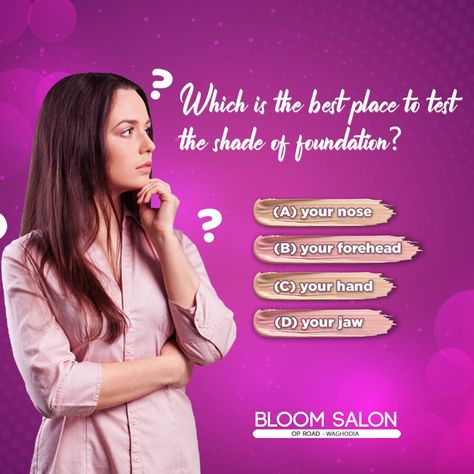 Quiz Alert!   Let's see how many of you can answer this question correctly?   Getting confused which shade suits your complexion, rush to bloom salon for getting it done your way without any hassle!  #BloomSalon_BM #Service #Quiz #Vadodara #Makeup #Foundation #Waghodia #Alkapuri Makeup Quiz, Answer This Question, Quiz Questions, Makeup Foundation, Question And Answer, Getting Things Done, How Many, Rush, The Good Place