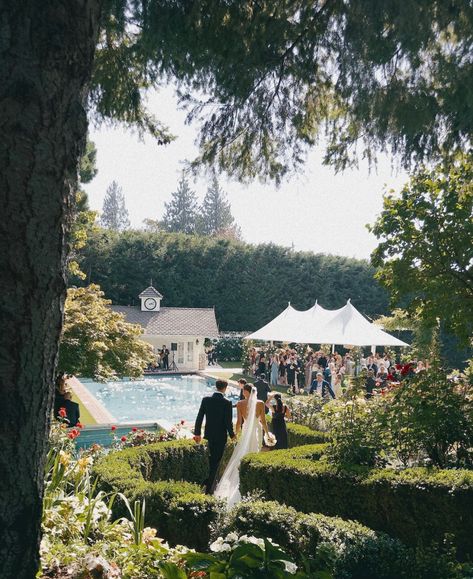 East Coast Backyard Wedding, June Wedding Aesthetic, Pebble Beach Wedding, 100 Person Wedding, Classy Outdoor Wedding, Private Beach Wedding, Garden Wedding Aesthetic, Elopment Ideas, Spring Outdoor Wedding