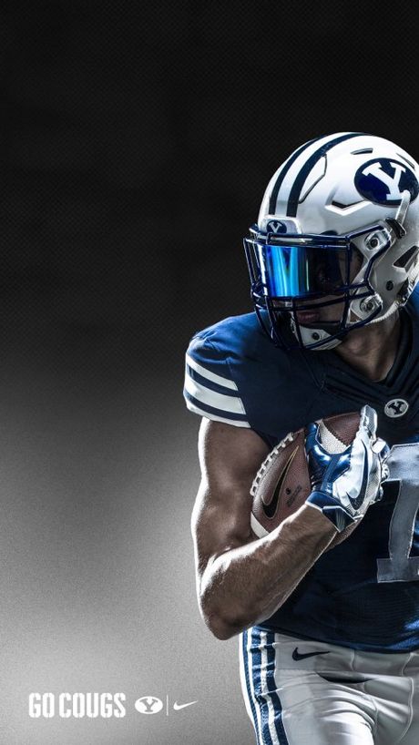 BYU Football Photo Ideas, Football Portraits, Football Senior Photos, Football Senior Pictures, College Football Uniforms, Byu Football, Sports Portraits, Football Drip, Football Poses