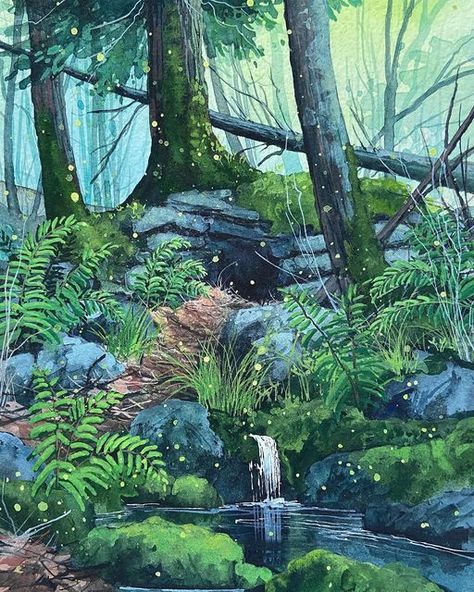 Night Watercolor, Gouache Color, Give And Receive, A Place For Everything, Watercolor Journal, Night Forest, Gouache Art, Forest Painting, Painting Inspo