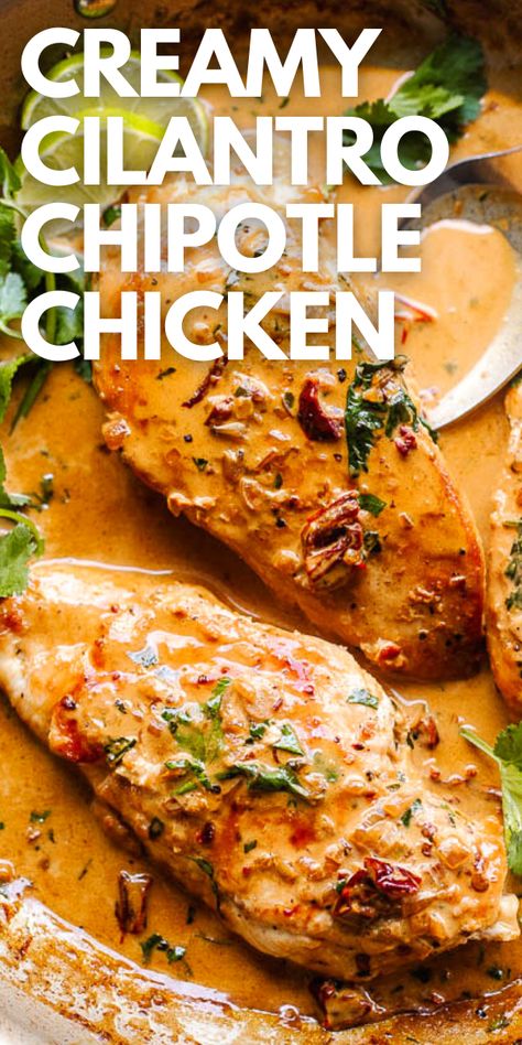 Chipotle Cream Chicken, Chipotle In Adobo Sauce Recipes, Chipotle Pepper Chicken, Creamy Chipotle Chicken Recipe, Spicy Chicken Breast Recipes, Mexican Chicken Breast Recipes, Creamy Chipotle Chicken, Easy Chicken Breast Recipe, Chipotle Cream Sauce