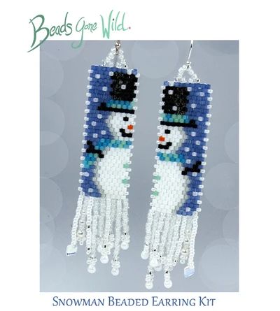 Xmas Beads, Snowman Earrings, Holiday Beading, Earring Kit, Beaded Earring, Brick Stitch Earrings, Bead Weaving Patterns, Christmas Bead, Seed Bead Tutorial