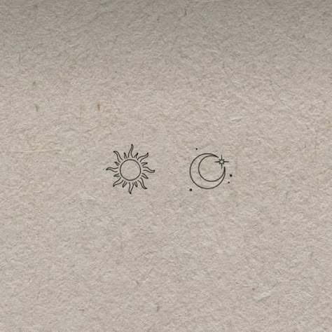 Lil Sun Tattoo, Small Moon And Sun Tattoo Designs, Roomate Tattoo Idea, Sun N Moon Tattoo Design, Dime Sized Tattoos, Sun Snd Moon Matching Tattoos, Jakob Ingebrigtsen Tattoo, Sun And Mood Matching Tattoos, Sun And Moon Stamp Tattoo