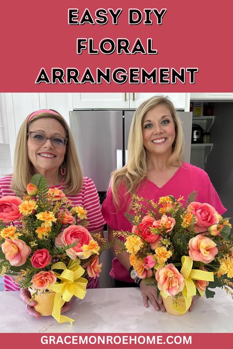 Learn to create a beautiful and easy DIY artificial floral arrangement! Faux Arrangements Floral Design, Artificial Floral Arrangements Diy, Artificial Flower Bouquets Diy, How To Make A Floral Arrangement, Fake Floral Arrangements Diy, Diy Artificial Flower Arrangements, Modern Flower Arrangements Unique Floral Design, Flower Arrangements Diy Artificial, Easy Flower Arrangements Diy