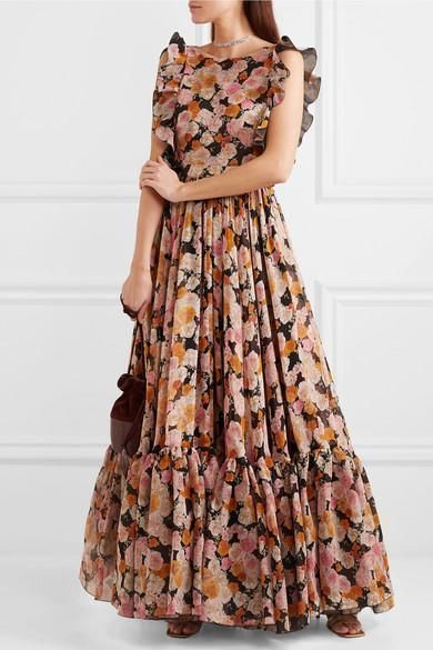 Disgner Dress, Fashon Dresses, Floral Print Gowns, Long Gown Design, Frock Fashion, Frock For Women, Long Gown Dress, Long Dress Design, Girls Frock Design