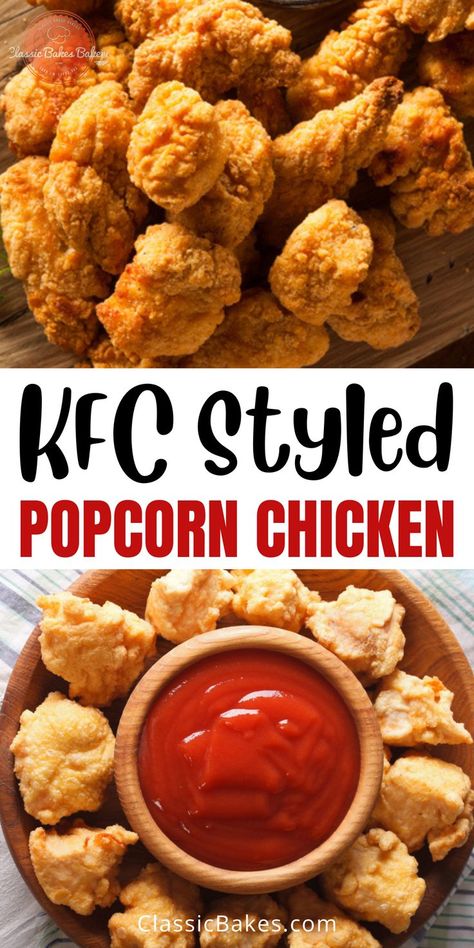 Kfc Popcorn Chicken Recipe, Spicy Popcorn Chicken, Spicy Popcorn, Kfc Chicken Recipe, Popcorn Chicken Recipe, Kfc Recipe, Chicken Nugget Recipes, Homemade Popcorn, Copykat Recipes