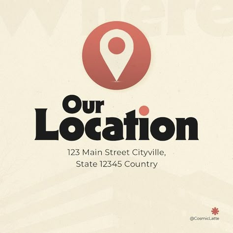 Store Location Poster Design, Location Social Media Post, Location Social Media Design, Location Instagram Post, Design For Social Media, Map Design, Instagram Post Template, Post Templates, Social Media Post