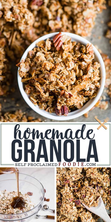 Best Granola Recipe, Home Made Granola, Granola Homemade, Healthy Homemade Granola, Oat Breakfast, Homemade Granola Healthy, Honey Granola, Best Granola, Granola Recipe Homemade