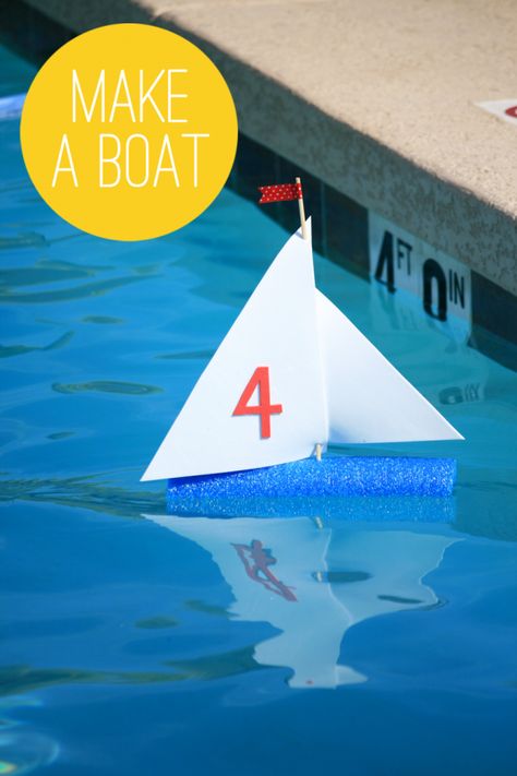 Make a Sailboat with a Pool Noodle & Craft Foam #summer #kidscraft Pool Noodle Hacks, Noodle Hacks, Boat Pool, Summer Boredom Busters, Pool Noodle Crafts, Summer Boredom, Make A Boat, Build Your Own Boat, Craft Foam