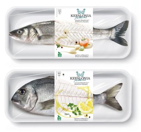 kefalonia fisheries packaging Fresh Fish Packaging, Frozen Food Packaging, Benefits Of Organic Food, Cool Packaging, Graphic Design Packaging, Food Packaging Design, Packing Design, Grid Design, Creative Packaging