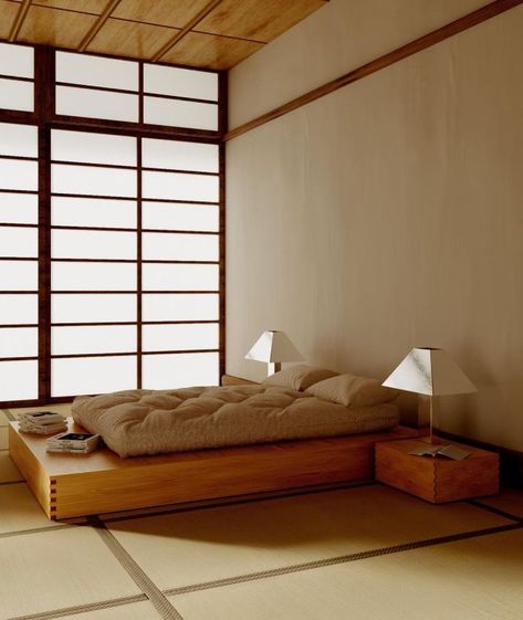 Japanese Floor Bed, Japanese Bed Frame, Bedroom Japanese Style, Japanese Inspired Bedroom, Japanese Style Bedroom, Japanese Bed, Tatami Bed, Tatami Room, Japanese Bedroom