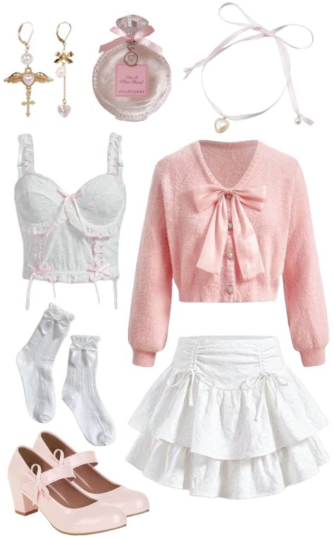 Follow for more outfit ideas :) DM requests ! #CoquetteStyle #RomanticFashion #GirlyChic #FashionInspo #ElegantFemininity #OOTD #SweetAndChic #Fashionista #OutfitGoals #VintageRomance #FashionDiaries #DaintyStyle #CoquetteVibes #SophisticatedCharm #FashionForward #FeminineFashion #StylishElegance #FashionLover #ChicRomance #LovelyOutfit #SoftFashion #TrendyFeminine #TimelessBeauty #FashionTrends #CoquetteInspo #PinkOutfit #MisaAmane #PastelGoth (?) Soft And Feminine Outfits, Hyperfem Outfits, Coquette Club Outfit, Cute Outfits Skirt, Cute Kpop Concert Outfits, Outfit Primavera, Looks Chic, Feminine Outfit, Fashion Design Clothes