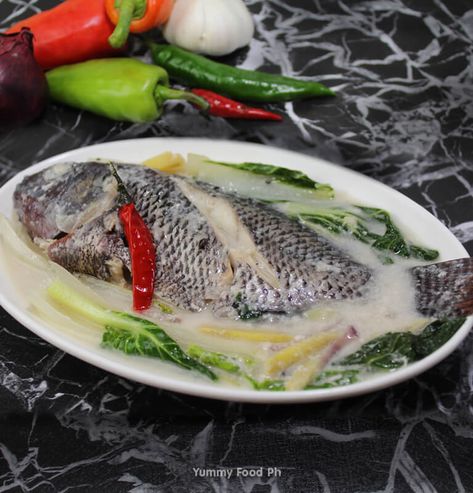 How to cook Ginataang Tilapia Recipe - Ginataang Tilapia Recipe, Filipino Tilapia Recipe, Ginataang Tilapia, Tilapia Fillet, Recipe With Rice, Tilapia Recipe, Tilapia Recipes, Crushed Garlic, Writing Center