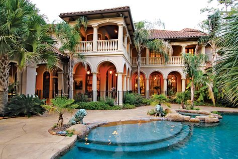 spanish style Spanish Style Mansion, Spanish Style Bathrooms, Spanish Style Kitchen, Spanish Style Decor, Hacienda Style Homes, Mediterranean Architecture, Mediterranean Home Decor, Spanish Style Home, Casas Coloniales