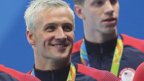 Ryan Lochte may be actively using Tinder in Rio — "it is verified," he joked… Ice Blue Hair, Olympic Pool, Ryan Lochte, Olympic Swimmers, Us Olympics, Celebrity Facts, Rio Olympics 2016, Rio Olympics, Michael Phelps