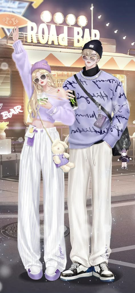 Zepeto Couple Outfit, Zepeto Ideas, Outfit Couple, Couples Modeling, Dress Illustration, Hair Sketch, Fashion Drawing Dresses, Couple Illustration, Anime Love Couple