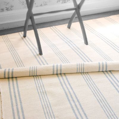 Dash and Albert Rugs Woven Swedish Blue & Ivory Stripe Area Rug & Reviews | Wayfair Blue Striped Rug, Pool House Decor, Swedish Blue, Plaid Rug, Dash And Albert Rugs, Dash And Albert, Cotton Area Rug, Ivory Area Rug, Striped Rug