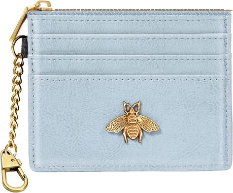 Amazon.com: seavilia Blue Card Holder Keychain Wallet for Women / Men with ID Window Rfid Small Bee Slim Minimalist Wallet : Clothing, Shoes & Jewelry Card Holder Keychain, Yellow Wallet, Marc Jacobs Wallet, Louis Vuitton Sarah Wallet, Blue Keychain, Blue Card, Blue Wallet, Brown Leather Wallet, Front Pocket Wallet