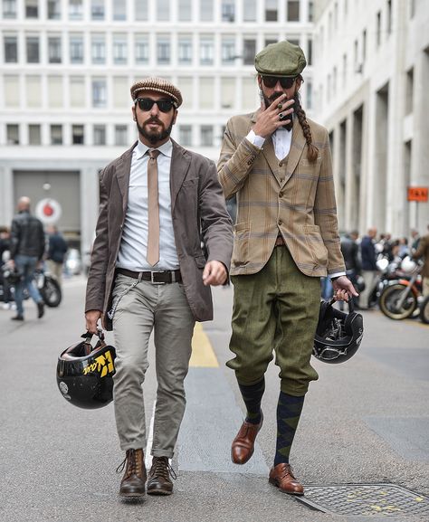 the distinguished gentleman's ride 2015 Milano Edition on Behance Bowler Hat Outfit, Brown Chinos, White Long Sleeve Shirt, Cool Outfits For Men, Outfits With Hats, Gentleman Style, Mens Casual Outfits, Men Looks, Mens Street Style