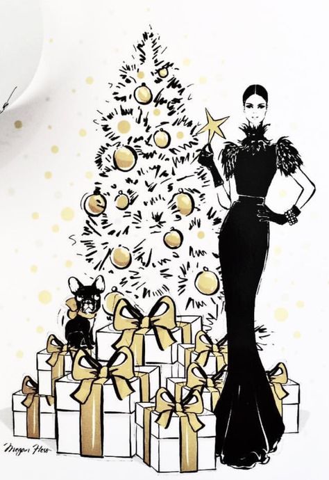 Merry Christmas!⚜️Megan Hess| Be Inspirational❥|Mz. Manerz: Being well dressed is a beautiful form of confidence, happiness & politeness Meghan Hess, Megan Hess Illustration, Kerrie Hess, Megan Hess, Haute Couture Paris, Fashion Artwork, Merry Christmas Images, Christmas Illustrations, Christmas Drawing