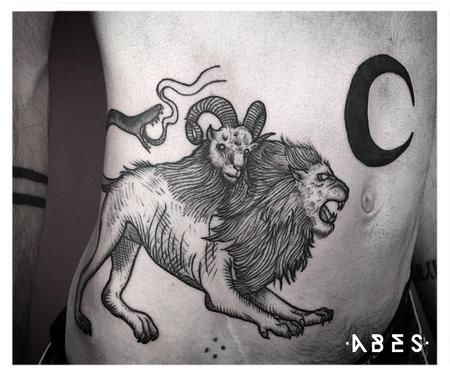 chimera by Abes: TattooNOW : Chimera Tattoo, Dark Tattoo, Hip Tattoo, Love Tattoos, Mythical Creatures, Blackwork, Art World, Art Studio, Tattoos For Women