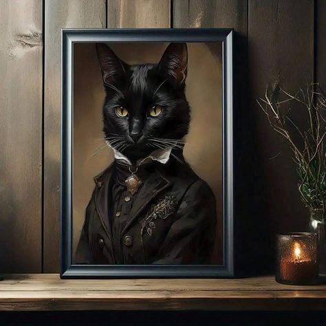 1pc Canvas Poster, Vintage Art, Gentleman Cat Wall ArtPoster,Halloween Wall Decor,Gothic Art Dark Academia Gothic Painting.ldeal Gift For Bedroom Living Room Kitchen Corridor, Wall Art, WallDecoration, Fall Decor, Room Decoration, No Frame for Sale Australia| New Collection Online| SHEIN Australia Halloween Wall Decor, Black Cat Art, Hur Man Målar, Cat Wall Art, Cat Posters, Victorian Art, Fun Gifts, Cat Wall, Gothic Art