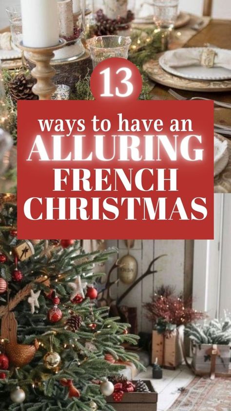 French Christmas Tree Ideas, Pheasant Feather Christmas Tree, French Christmas Ornaments Diy, Traditional French Decor, Rustic Traditional Christmas Decor, Trends For Christmas 2024, French Inspired Christmas Decor, French Farmhouse Christmas Decor, Christmas Decorating Styles