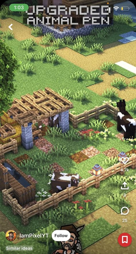 Minecraft Farm, Animal Pen, Minecraft Architecture, Minecraft Crafts, Minecraft Buildings, Minecraft Designs, Minecraft Houses, Animal House, Cute Little Animals