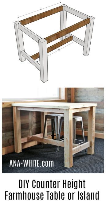 Table For Four, Diy Counter, Mission Furniture, Farmhouse Style Table, Woodworking Furniture Plans, Height Table, Counter Height Table, Diy Holz, Wood Plans