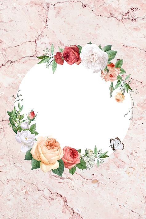 Floral frame on a marble background vector | free image by rawpixel.com / PLOYPLOY Floral Round Frame, White Rose Flower, Web Design Resources, Floral Border Design, Wallpaper Tumblr, Frame Background, Marble Background, Borders And Frames, Flower Background Wallpaper