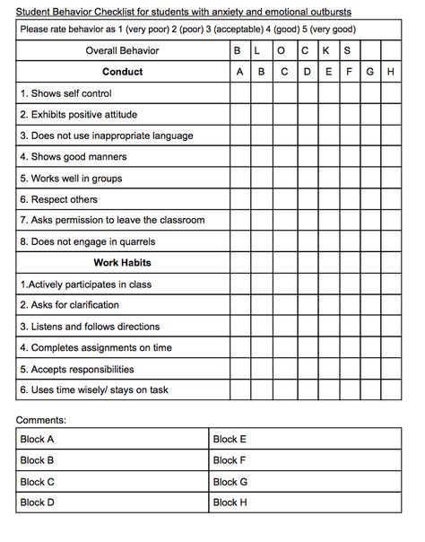 Check In Check Out Forms High School, Behavior Checklist For Students Daily, Classroom Conversation, School Behavior Chart, Classroom Behavior Management System, Emotional Outbursts, School Psychology Resources, Special Education Behavior, Behavior Report