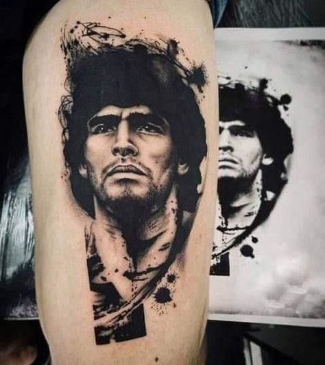 Maradona Tattoo, Maradona Football, Mario Tattoo, Foo Dog Tattoo, Homemade Tattoos, Champion League, Calf Tattoo, Dog Tattoo, Glass Case