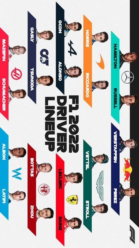 F1 2022 Drivers, F1 2022, Party List, F1 Lewis Hamilton, Formula 1 Car Racing, F1 Poster, Mclaren Mercedes, Racing Drivers, Formula 1 Car