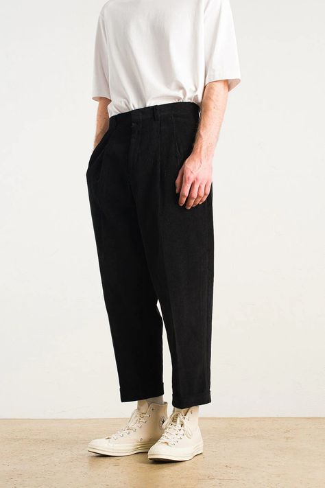 Black Trousers Outfit Man, Black Trousers Outfit, Trousers Outfit Men, Trousers Outfit, Cord Trousers, Unisex Clothes, Men Stylish Dress, Mens Outfit Inspiration, Mens Fashion Streetwear