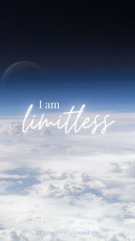 Space and moon background with text "I am limitless" Lockscreen Positive, Phone Wallpaper Positive, Positive Affirmation Lockscreen, Lucky Girl Aesthetic, Positive Manifestation Wallpaper, I Am Limitless, Affirmation Lockscreen, Wallpaper Positive, Positive Manifestation