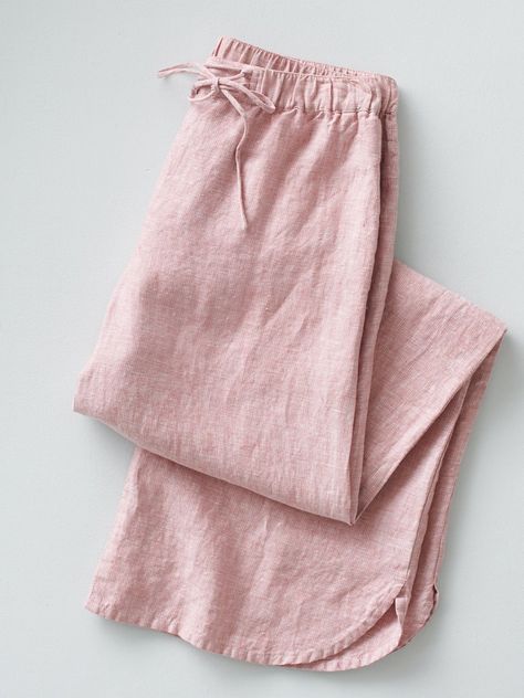 justfashionnow | justfashionnow Pink Linen Pants, Casual Linen Pants, Linen Bottoms, Linen Romper, Floral Pajamas, Linen Casual, Pink Linen, Casual Skirt, Striped Linen