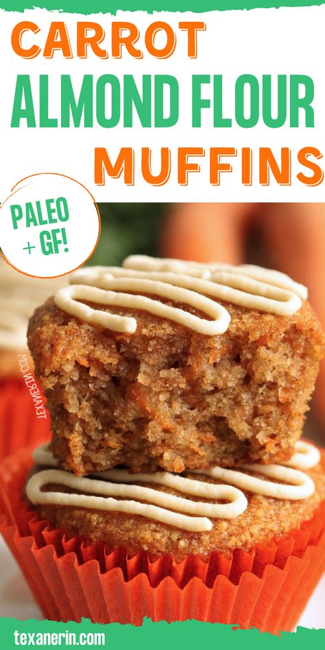 These almond flour carrot muffins are super moist, lightly sweetened with honey and even a little fluffy! These grain-free and gluten-free healthier carrot cake muffins are the perfect Easter treat. The reviewers love them! With a dairy-free option. Paleo Carrot Cake Muffins, Almond Flour Recipes Desserts, Healthier Carrot Cake, Muffins Made With Almond Flour, Healthy Carrot Cake Muffins, Paleo Carrot Cake, Almond Flour Muffins, Carrot Cake Muffins, Coconut Flour Recipes