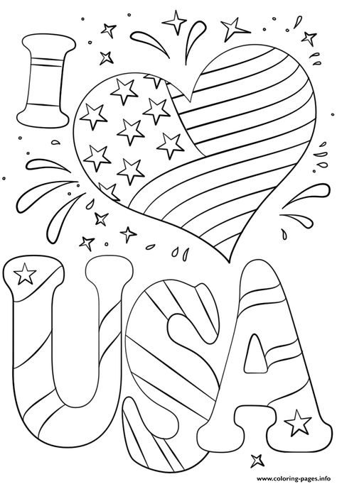 American Flag Coloring Page, July Coloring Pages, Memorial Day Coloring Pages, Fourth Of July Crafts For Kids, Babysitting Crafts, July Colors, Flag Coloring Pages, Love Coloring Pages, Summer Coloring Pages