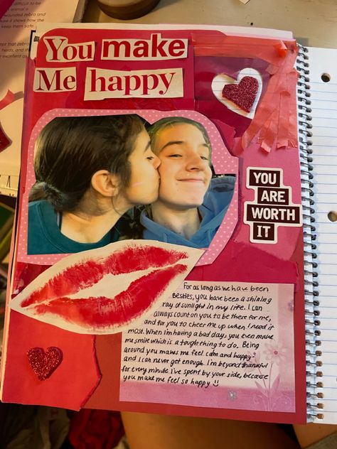 Valentines Day Scrapbook For Him, Zine Ideas For Boyfriend, Valentines Scrapbook Page, Romance Scrapbook Ideas, Birthday Present Ideas For Boyfriend Diy, Valentine’s Day Scrapbook Ideas, Scrapbook Of Love, Valentines Scrapbook Ideas, Birthday Book Ideas Scrapbook