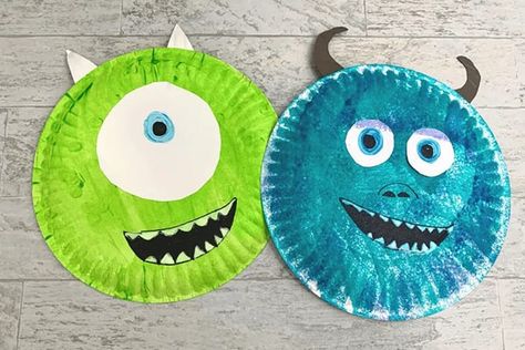 Monster Inc Crafts Preschool, Easy Disney Crafts For Preschool, Paper Plates Arts And Crafts, Disney Paper Plate Crafts, Pixar Activities For Kids, Monsters Inc Crafts For Kids, Monster Inc Craft, Arts And Crafts For Kids Halloween, Pirate Craft Preschool