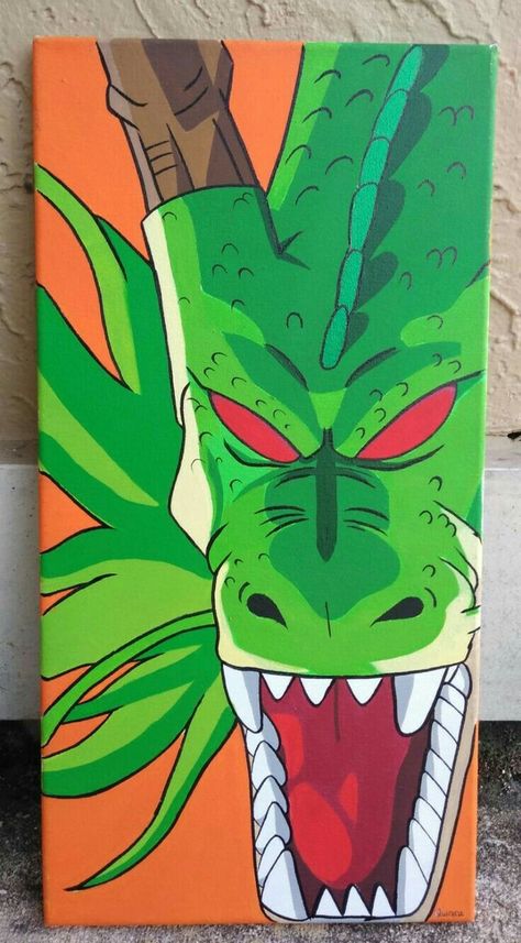 Goku Paintings Easy, Dbz Pop Art, Shenron Painting, Dragonball Z Painting, Goku Paintings, Dragon Ball Z Dragon, Anime Canvas Painting, Pokemon Painting, Naruto Painting