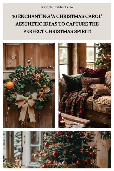 Step into the magic of Dickens' world with these 10 ‘A Christmas Carol’ aesthetic ideas! From vintage decor to candlelit charm, discover how to create a cozy and timeless Christmas look inspired by the classic tale. Perfect for bringing a heartwarming Victorian touch to your holiday season! #ChristmasAesthetic #VictorianChristmas #HolidayDecor English Country Christmas Aesthetic, Fezziwig Christmas Carol, Colonial Christmas Crafts, Victorian Cottage Christmas, Christmas Carol Decor, Dickens Christmas Decorations, English Christmas Aesthetic, A Christmas Carol Aesthetic, Victorian Christmas Aesthetic