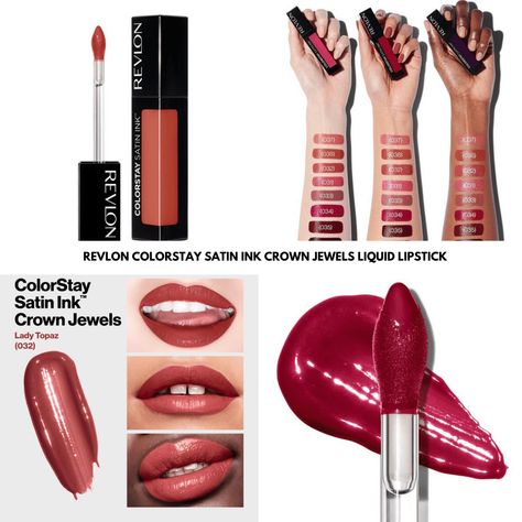 Revlon has just released their new ColorStay Satin Ink Crown Jewels Liquid Lipstick and we've got all the details!  The lipsticks are available now and priced at $11.49 each. The post Revlon ColorStay Satin Ink Crown Jewels Liquid Lipstick appeared first on BeautyVelle | Makeup News. Revlon Colorstay Lipstick, Revlon Colorstay Satin Ink, Lipstick On Brown Skin, Liquid Lipstick Swatches, Makeup News, Matte Lipsticks, Revlon Colorstay, Lipstick Swatches, Sweet Scents