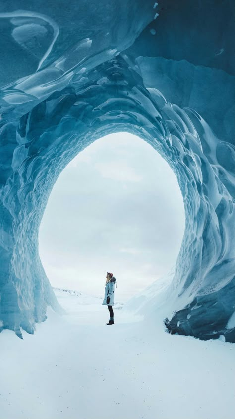 earth on Instagram: Iceland's magical ice caves ❄️ cc: @asasteinars Cave Photoshoot, Ice Cave Iceland, Iceland Vacation, Iceland Winter, Sun Landscape, Ice Caves, Iceland Photos, Iceland Photography, Island Pictures