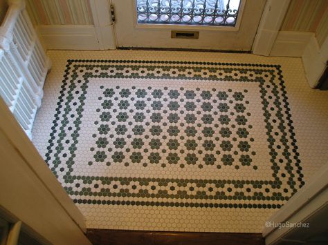 Hugo Sanchez, Entryway Tile, Victorian Tile, Foyer Flooring, Entry Tile, Entryway Flooring, Hex Tile, Penny Tile, Mosaic Floor Tile