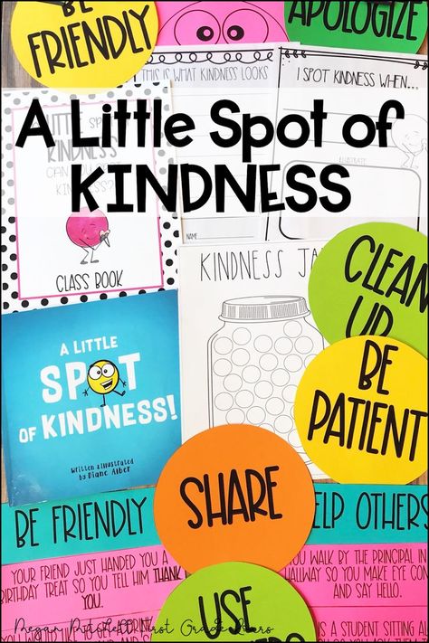 These kindness activities are a perfect way to promote kindness in your classroom. It is perfect for back to school or any time of the year. Spread kindness and build character with this fun unit. #kindnessactivities #alittlespotofkindness #backtoschool Spot Of Kindness Activities, Kindness Jar, Diane Alber, Positive Posters, Kindness Lessons, Classroom Incentives, Megan Mitchell, Books About Kindness, Teaching Kindness